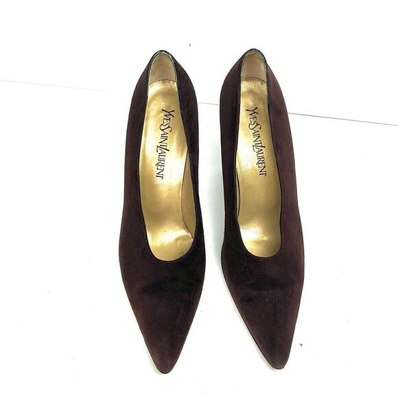 Yves Saint Laurent Brown Suede Pumps Pointed Toe US 9 1/2 - Picture 5 of 16